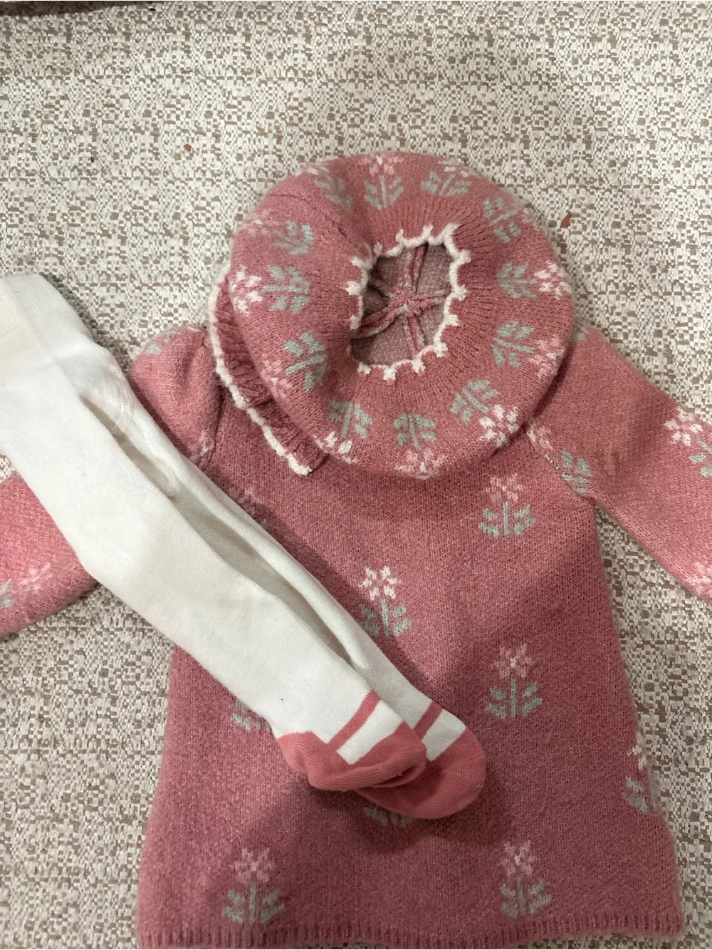 Girls' Dusty Rose Knit Dress with Peter Pan Collar